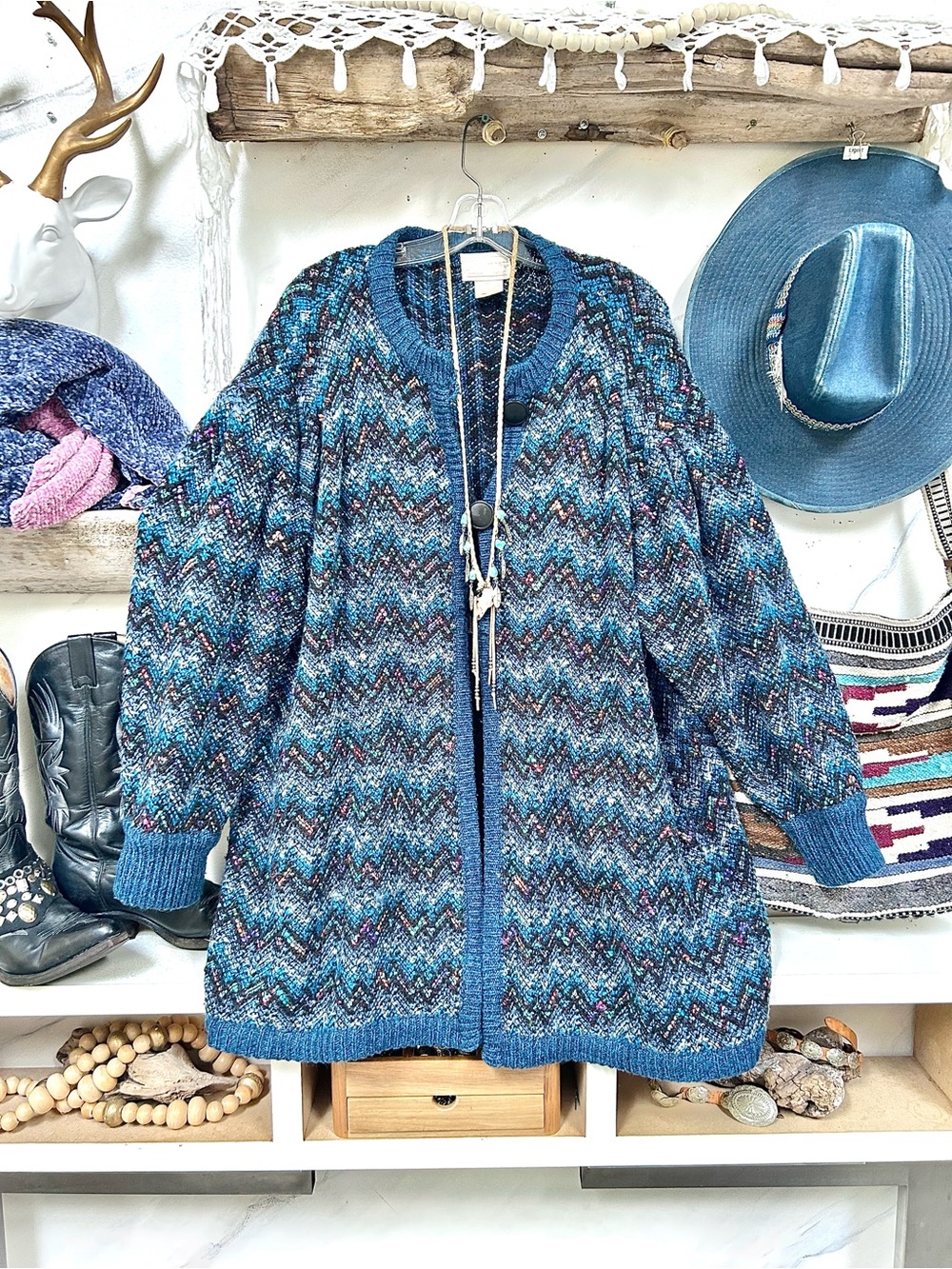 Wool Chevron Knit Sweater boho vintage jacket w cottagecore country prairie vibe